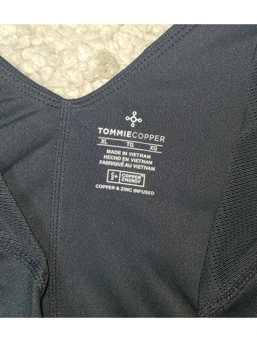 Tommie Copper Black Copper & Zinc Infused Sports Bra XL